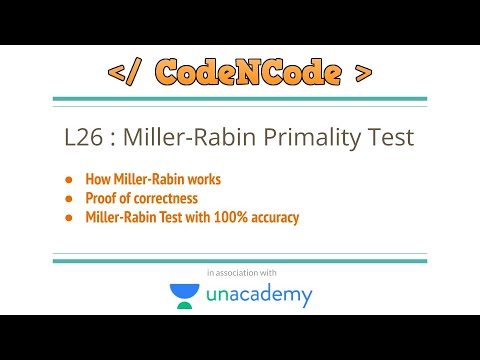 L26 Miller-Rabin Primality Test | Number Theory | CodeNCode