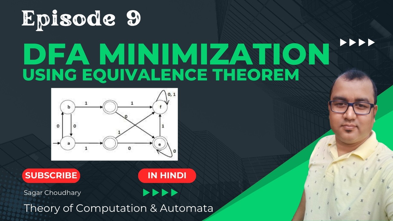 DFA Minimization with Equivalence Theorem | Step-by-Step