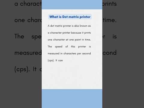 What is Dot Matrix Printer | Computer Fundamentals |