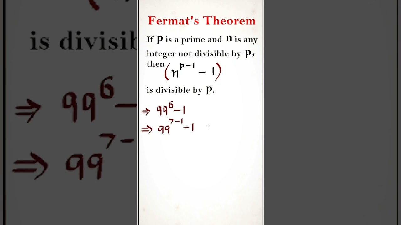 Fermat's Theorem Explained with Examples | Mathematics Shorts