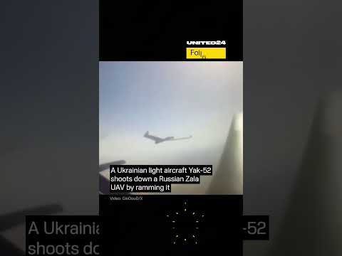 Ukrainian Light Aircraft Yak-52 Rammed Russian Zala UAV #warinukraine #drone
