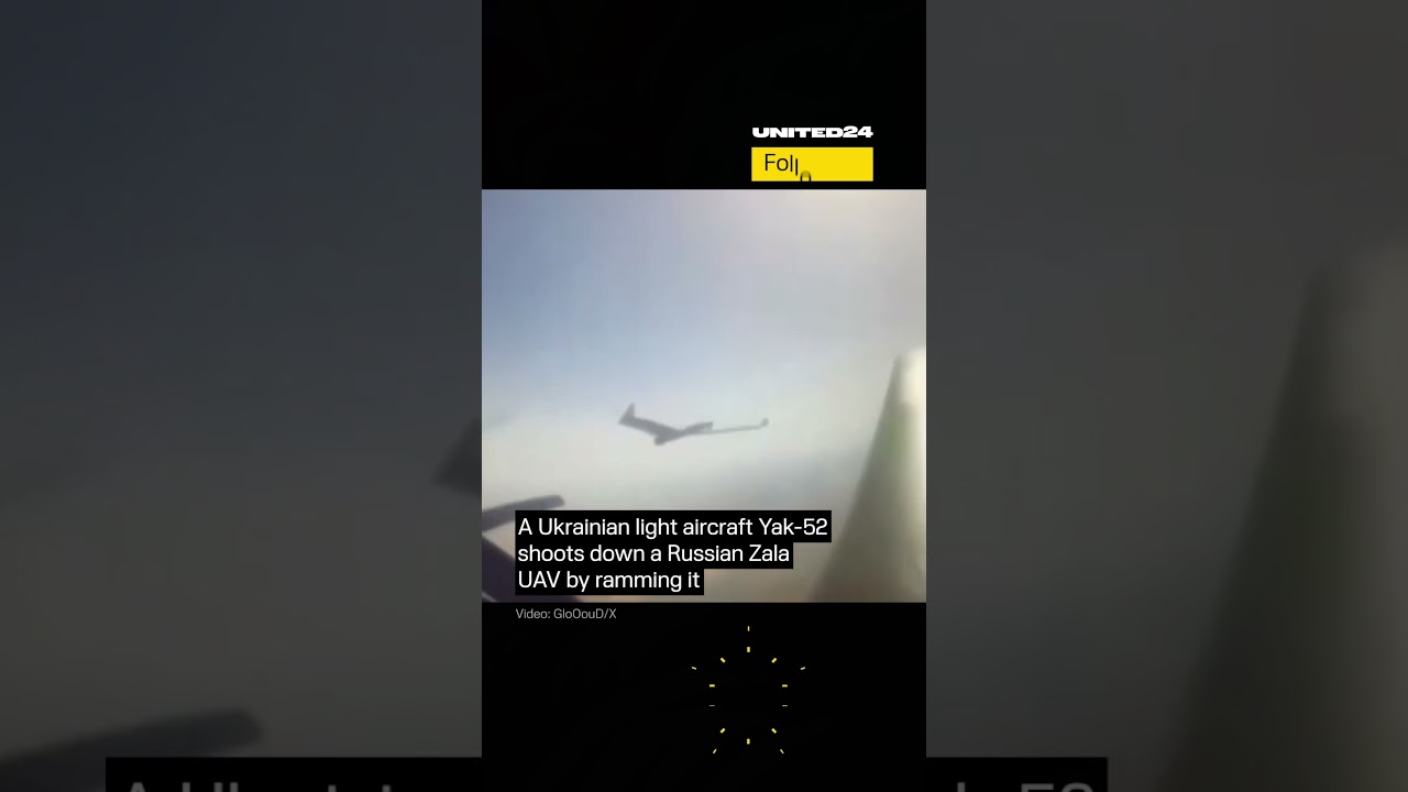 Ukrainian Yak-52 Fighter Crashes into Russian Zala Drone 🚁