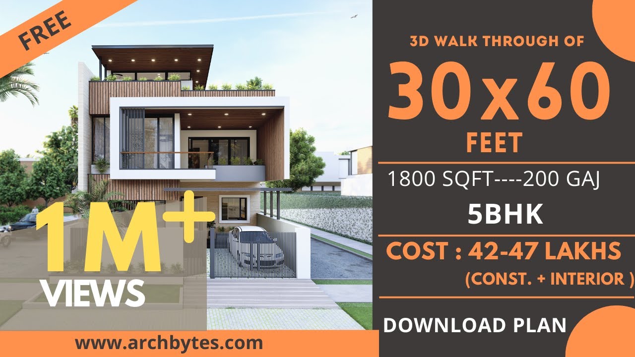 Modern 30x60 5BHK House Design with Terrace πΏ