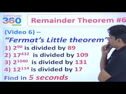 #6  Remainder Theorem (Part 6) | Fermat's little theorem - Remainder in 5 sec if divided by prime no