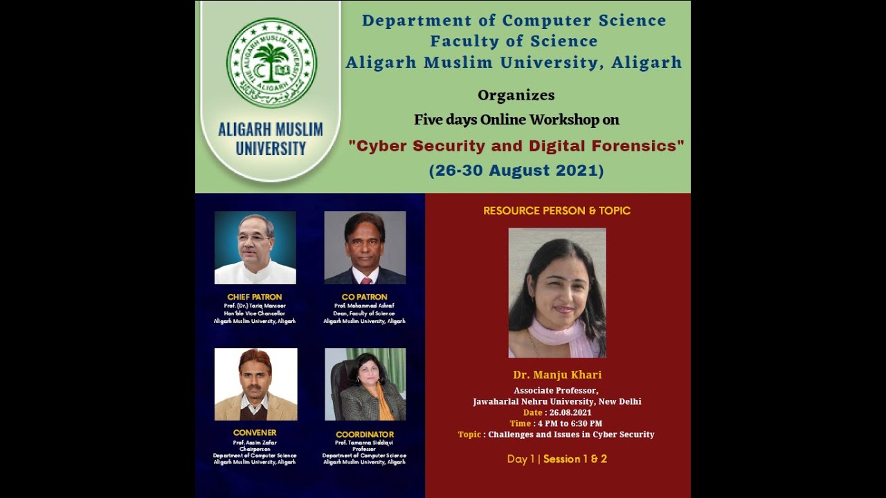 Day 1 of 5-Day Online Workshop on Cyber Security & Digital Forensics | Department of Computer Science, AMU