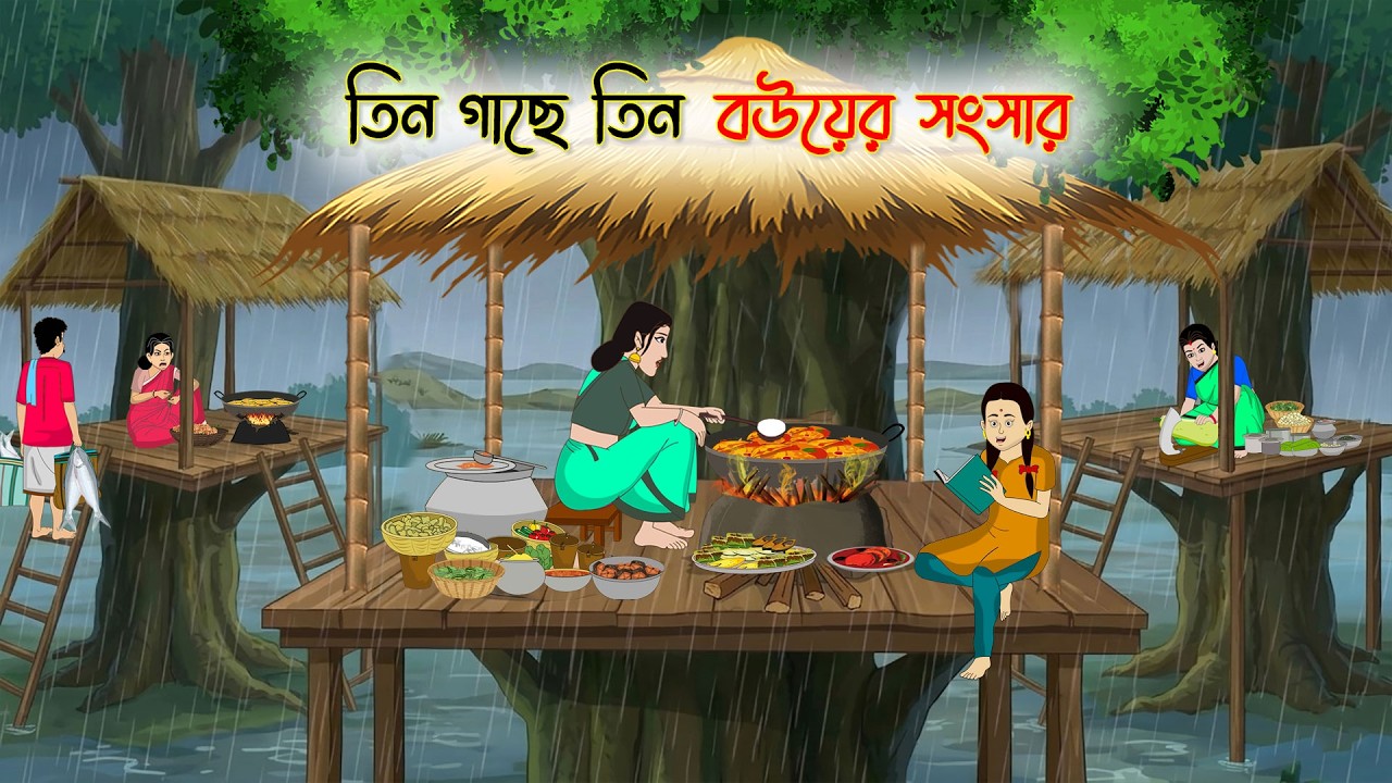তিন গাছে তিন বউয়ের সংসার | বাংলা কার্টুন