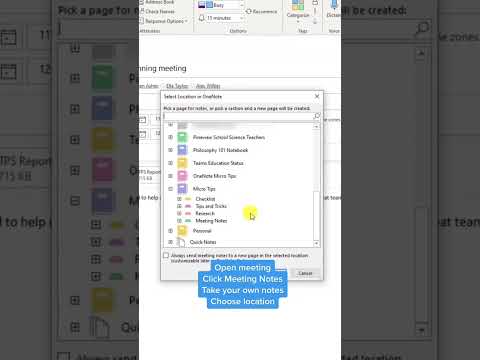 Outlook and OneNote for meeting notes