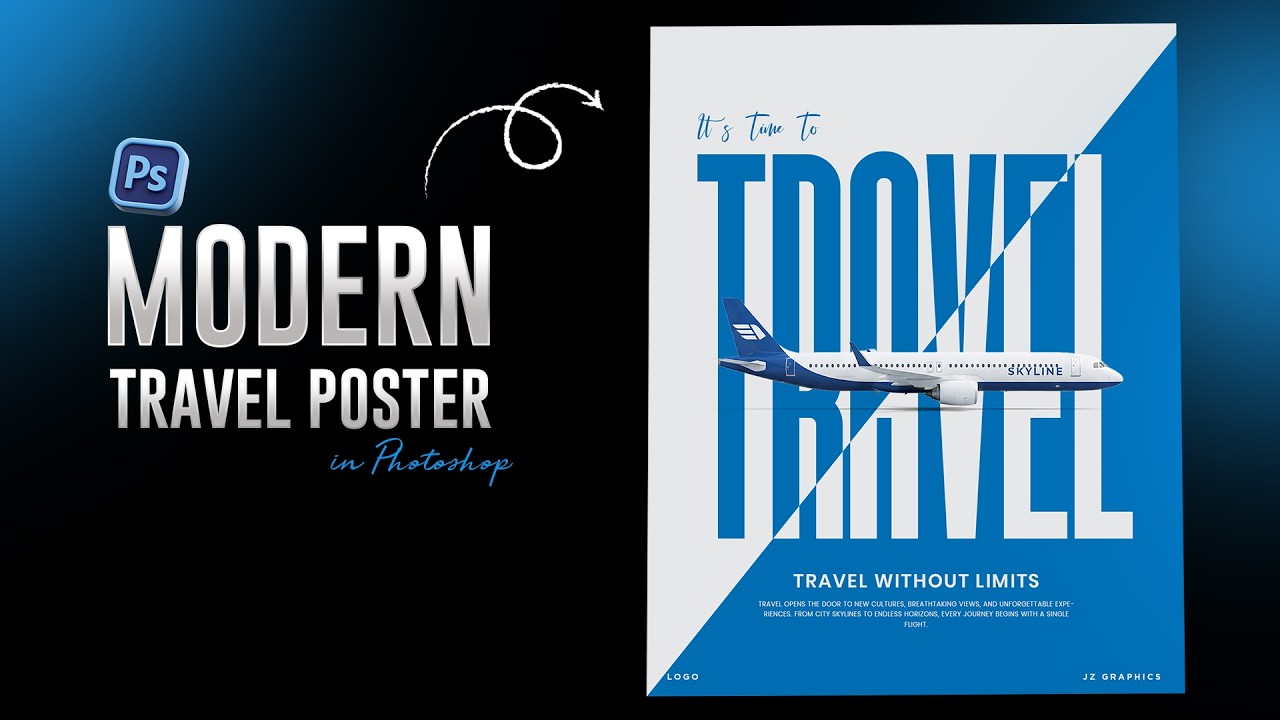 Modern Travel Poster Design in Photoshop ✈️