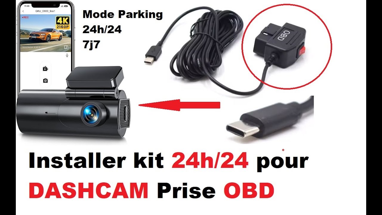 Kit Dashcam 24h/24 avec Prise OBD pour Surveillance Continue 🚗
