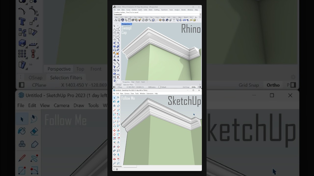 SketchUp vs Rhino: Sweep1 & Follow Me Comparison