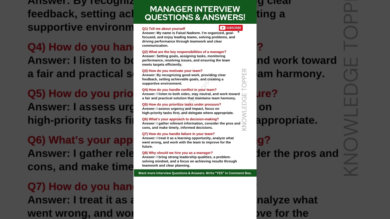 Manager Interview Questions and Answers: Essential Tips for Success