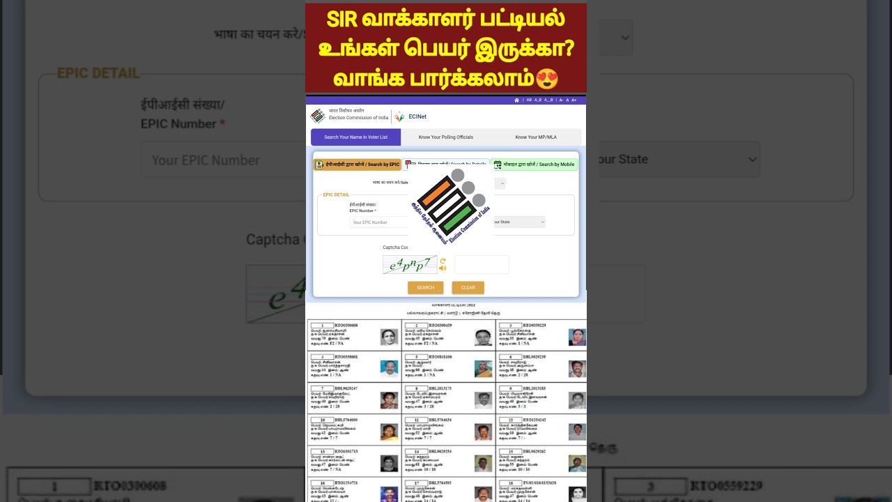 Sir Voter List 2025 Tamil | Download & Details