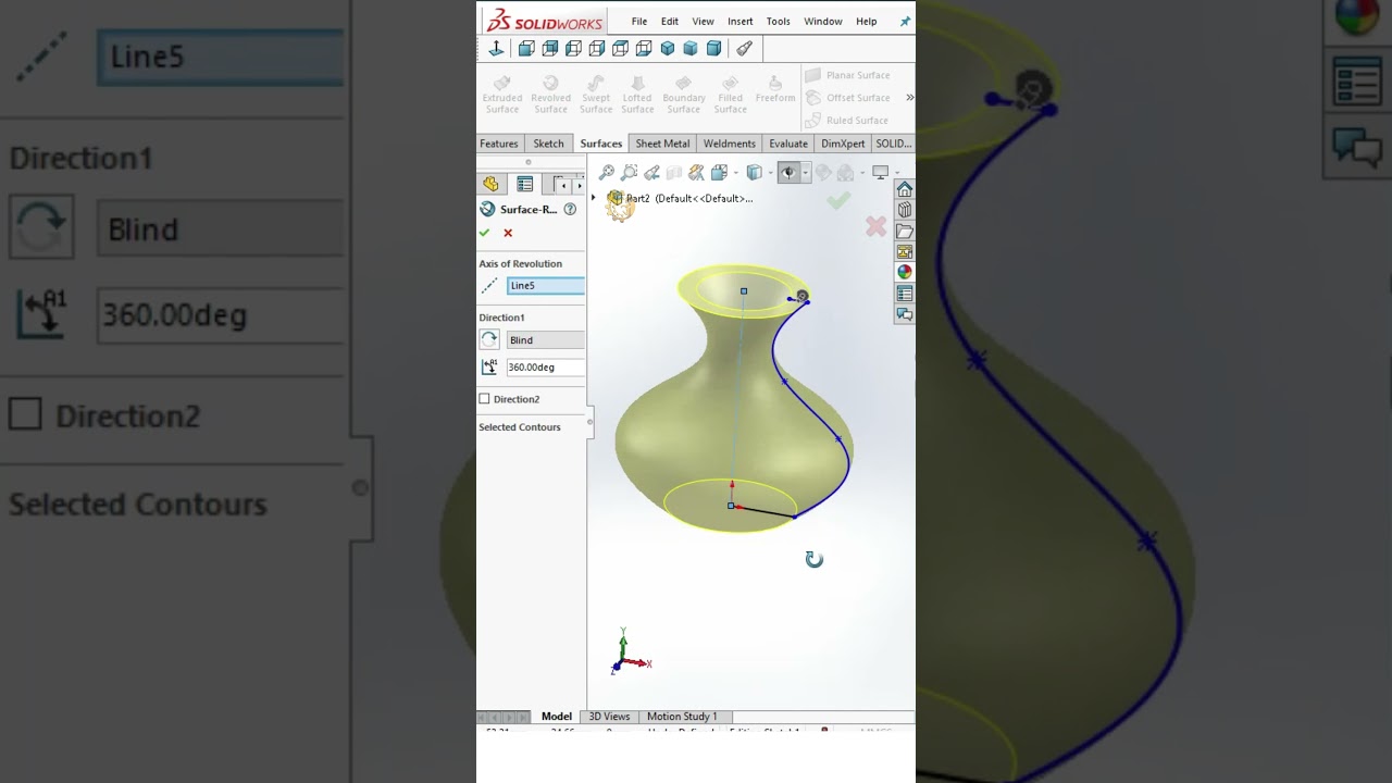 Revolved Surface in SolidWorks 🛠️