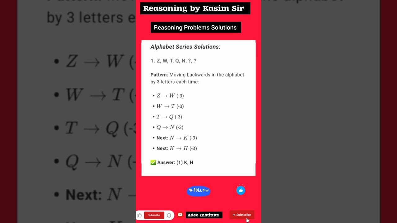 Alphabet Series & Reasoning Tricks by Kasim Sir 📚