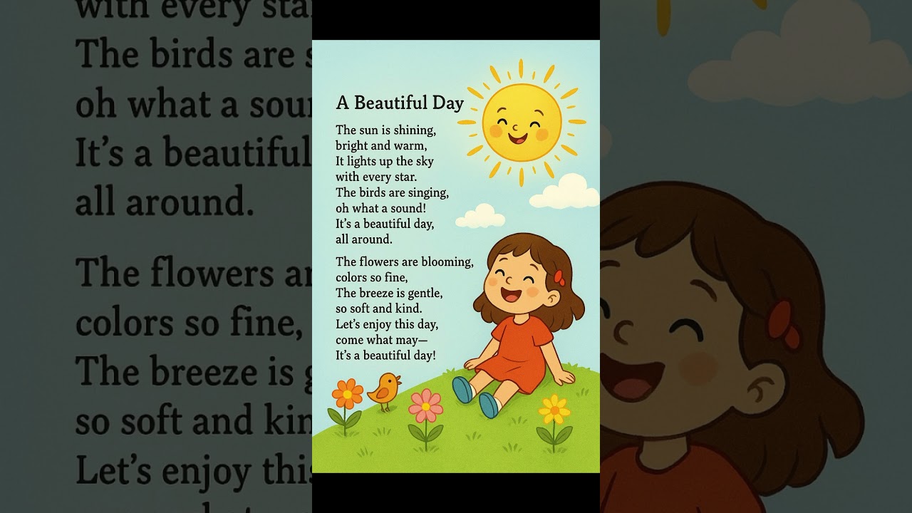 A Beautiful Day | English Poem for kids | Poems in English | #writtentreasures #shorts #shortsfeed