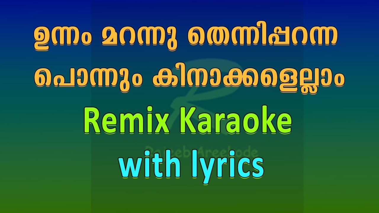 Unnam Marannu Thennipparanna Remix Karaoke 🎶