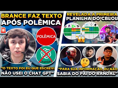BOMBA ! BRANCE SE PRONUNCIA APÓS POLÊMICA ! SHOWTANA REVELA 1ª PLANILHA CBLOL ! SEEL RESPONDE SAMYY