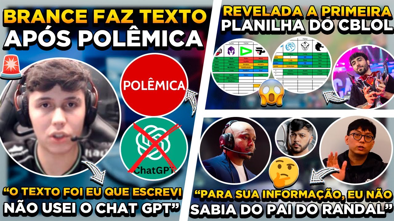 🔥 Brance Fala Após Polêmica! Showtana Revela Primeira Planilha do CBLOL e Seel Responde a Samyy