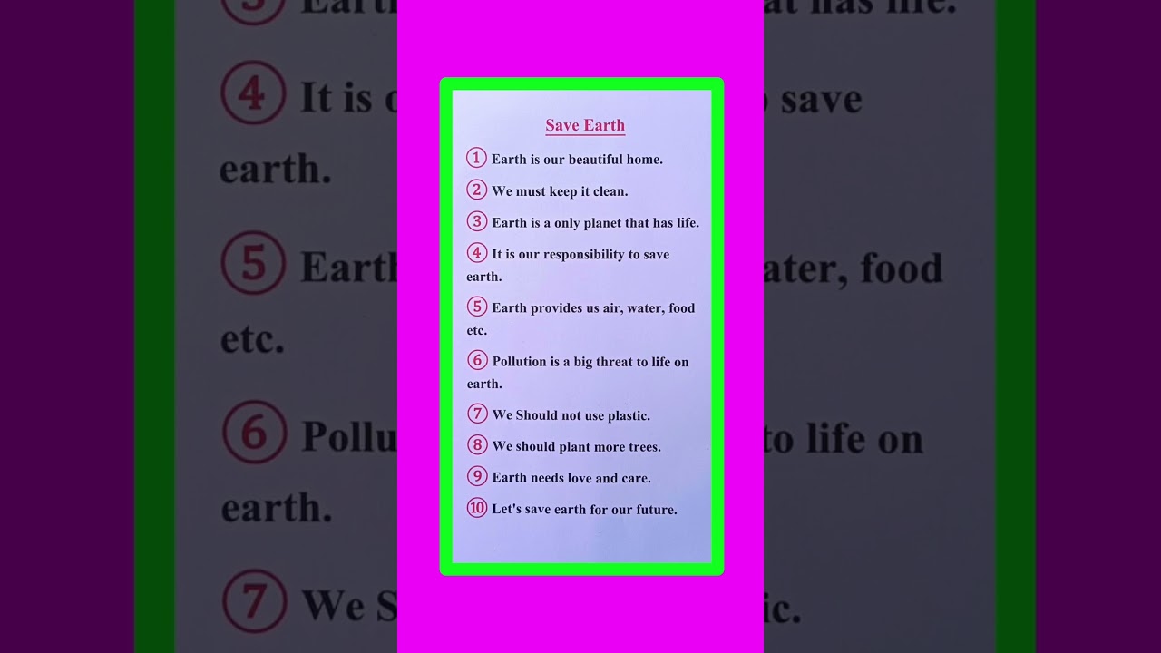 10 Save Earth: 10 Important Lines to Protect Our Planet 🌍