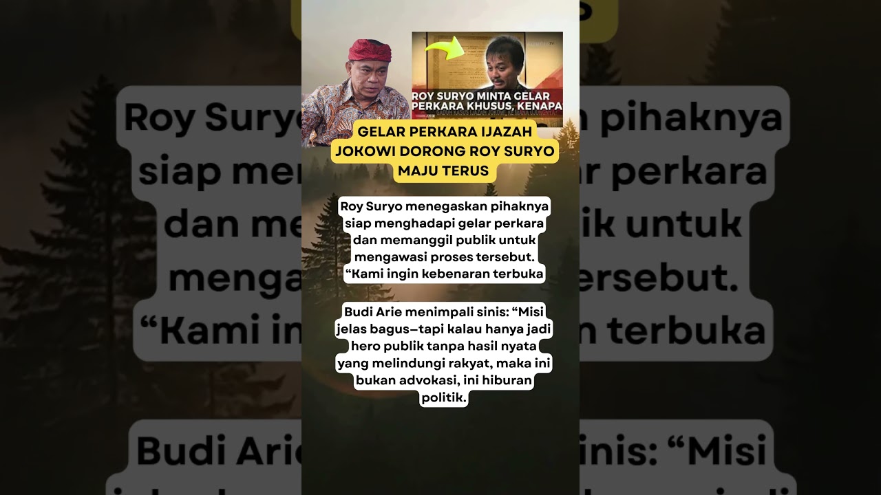 Gelar Perkara Ijazah Jokowi, Roy Suryo Dorong Jokowi Maju Lagi! 🇮🇩