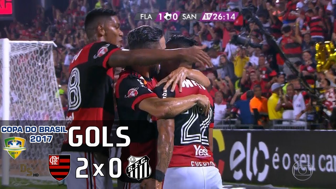 Gols - Flamengo 2 x 0 Santos - Copa do Brasil 2017 - Globo HD