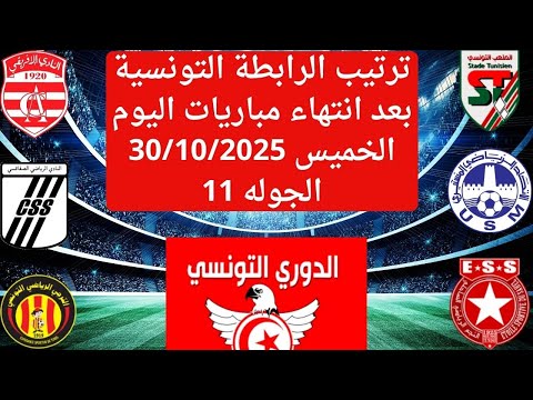 بعد فوز الترجي..ترتيب الدوري التونسي اليوم بعد انتهاء مباريات الخميس 30/10/2025 الرابطة التونسية