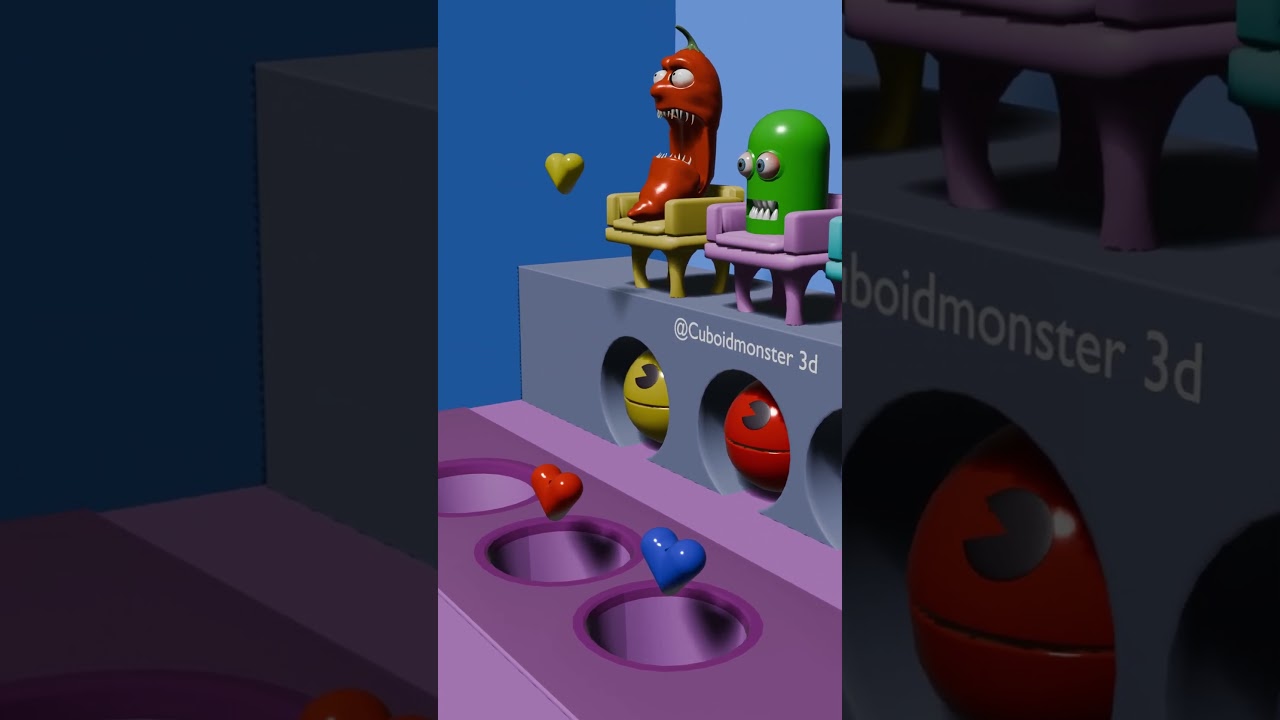 pocman vs monster #cubemonster #3danimation #horrorshow #loops #cuboidmonster3d #funny #funnyvideo