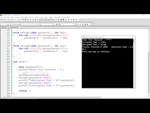 Encrypt and Decrypt Password with Key in C Programming