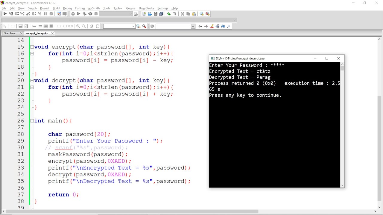 Secure Password Encryption & Decryption in C Programming 🔐