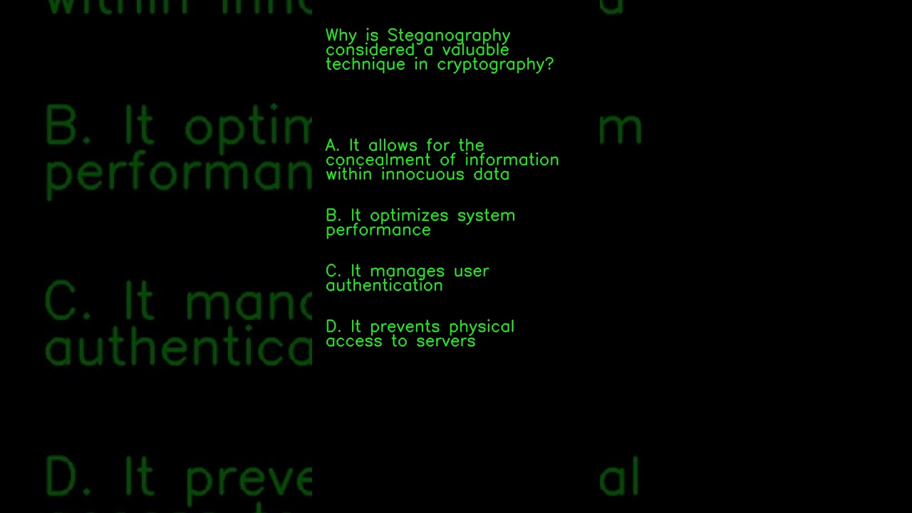 SY0 Why Steganography Is a Key Technique in Cryptography π