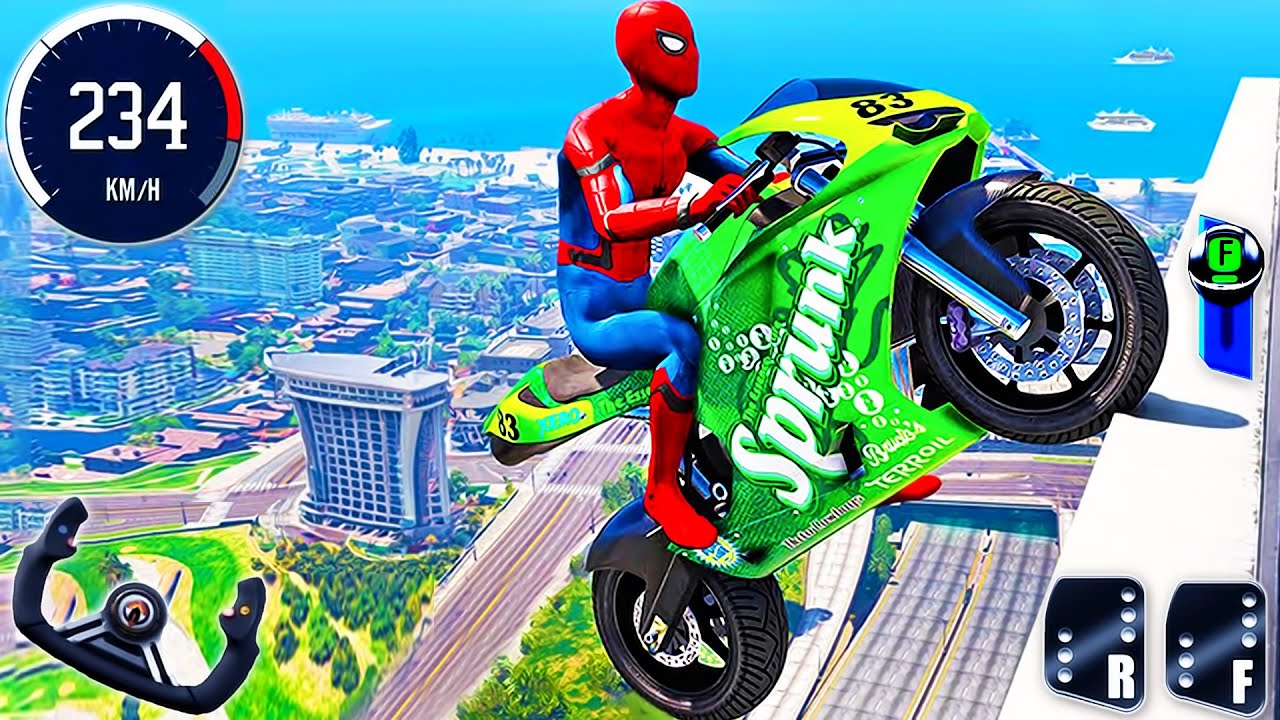 Super Hero Bike Mega Ramp Simulator 3D - Extreme Motocross Dirt Bike Stunt Racing - Android GamePlay