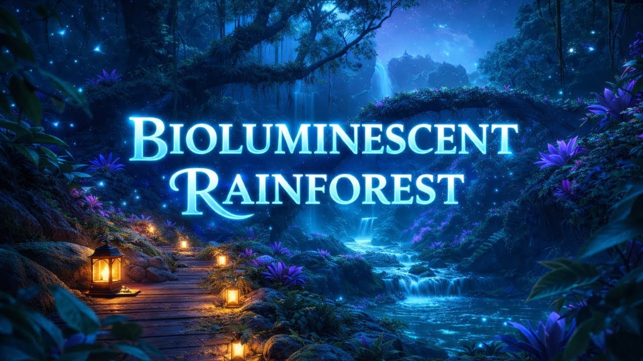 8-Hour Bioluminescent Rainforest Ambience for Deep Sleep ๐ฟ | Soothing Nature Sounds in 4K