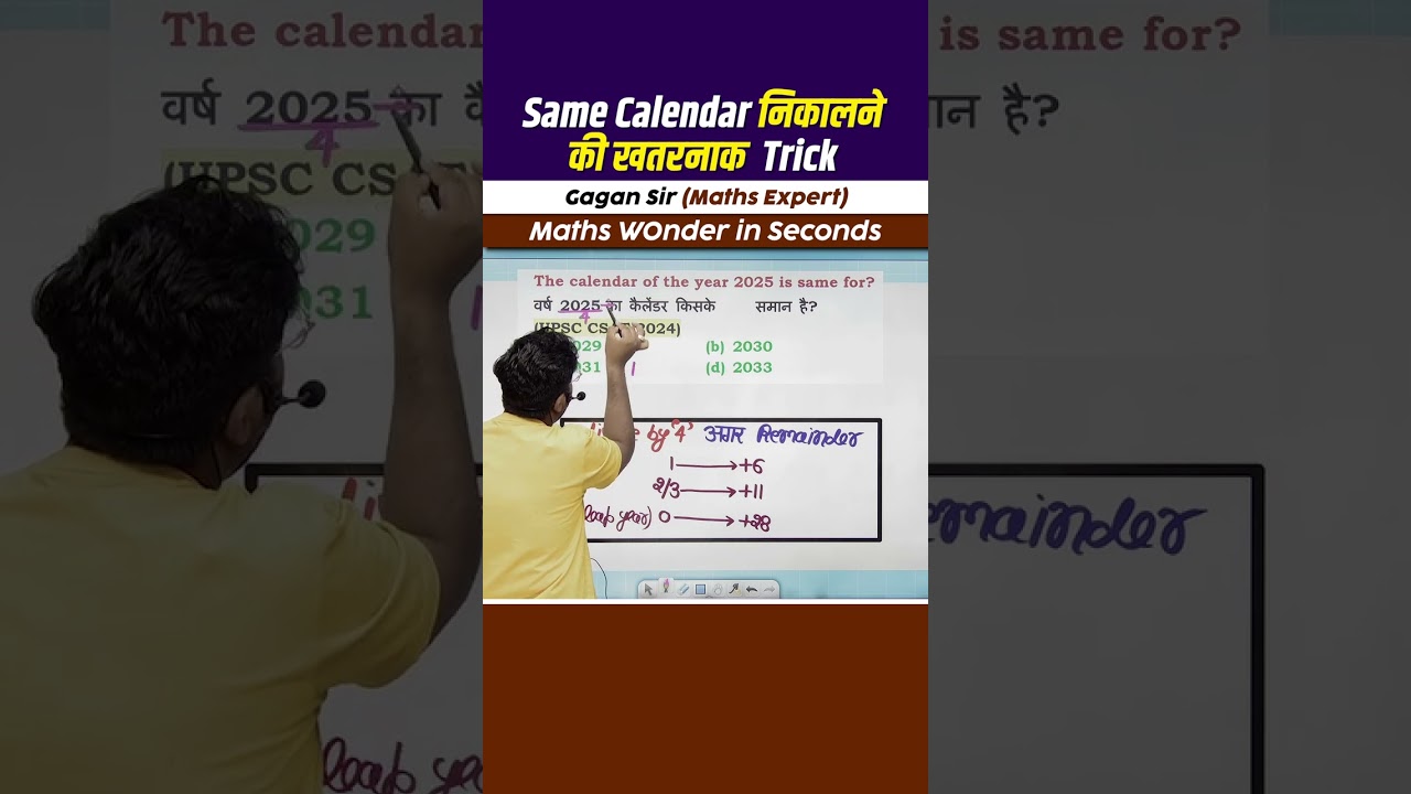 सामान्य कैलेंडर बनाने की आसान और खतरनाक ट्रिक | Gagan Pratap Sir की विशेष मैथ्स टिप्स 📅