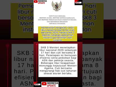 Inilah Surat Keputusan Bersama (SKB) 3 Menteri Libur Nasional dan Cuti Bersama 2026