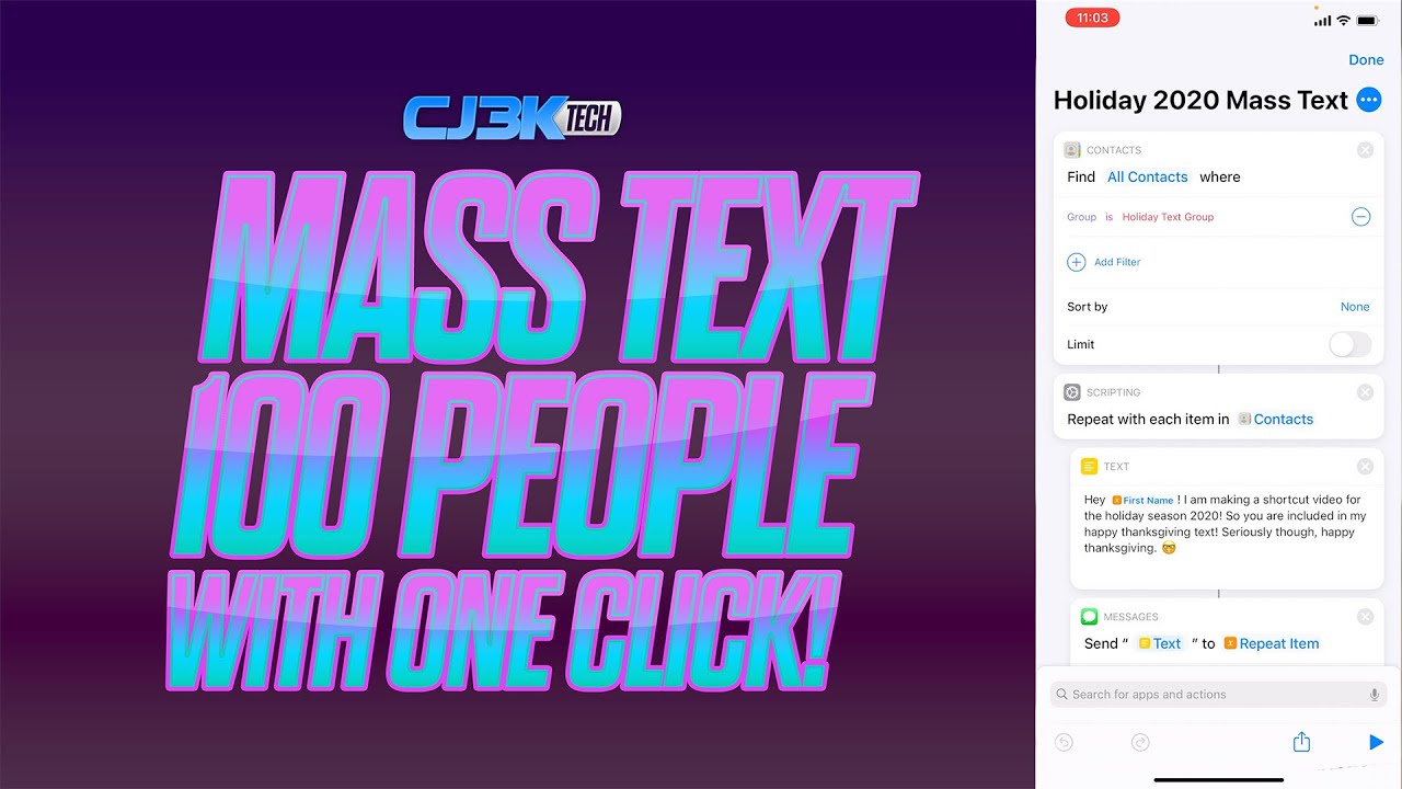 Mass Text 100 People Fast with iOS Shortcuts 📱