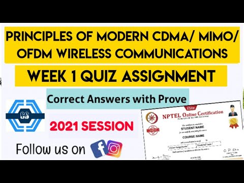 Principles of Modern CDMA/ MIMO/ OFDM Wireless Communications NPTEL | Week 1 Quiz Assignment Answers