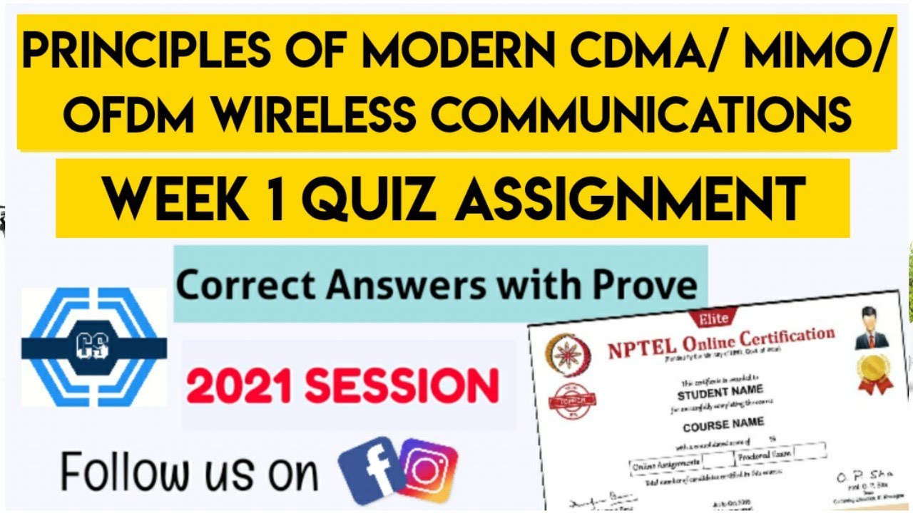 Master Modern Wireless Technologies: CDMA, MIMO & OFDM Week 1 Quiz Answers 📶