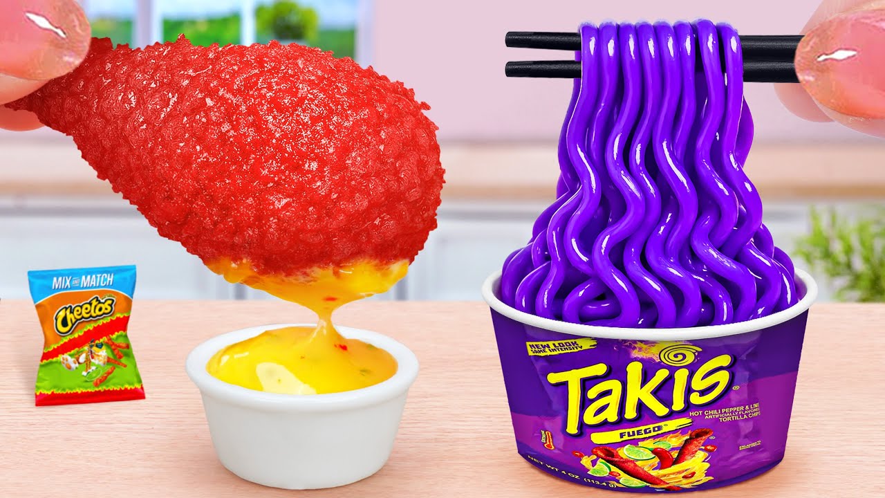 Best Korean Street Food 💖 Tiny Flamin Hot Cheetos Chicken and Takis Noodles 💖 Tina Mini Cooking