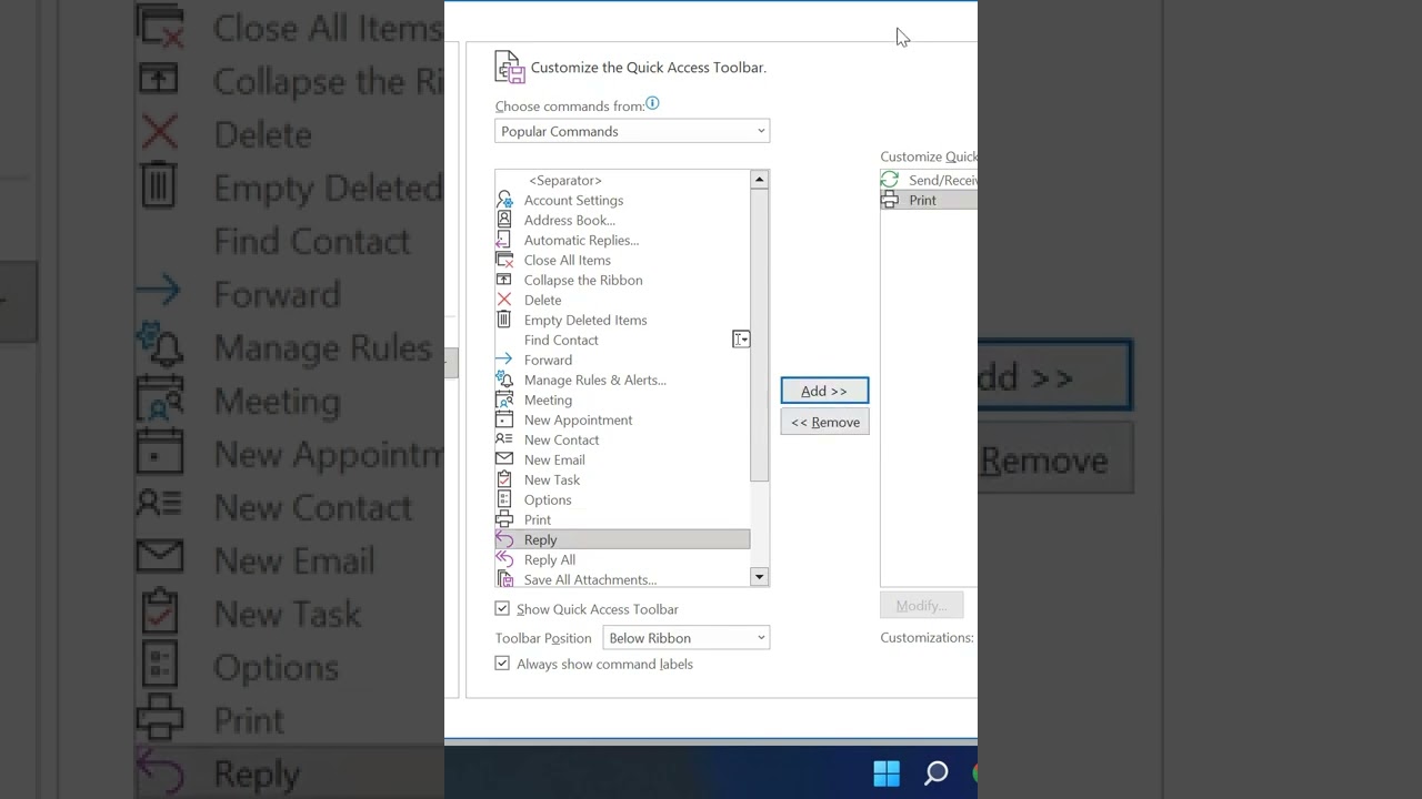 How To Add Print Button into Outlook Ribbon?
