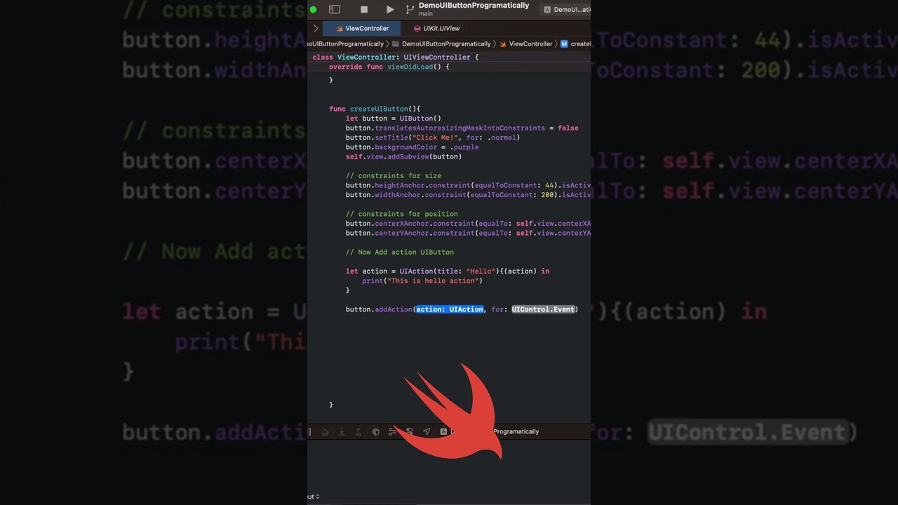 Add Action to UIButton in Xcode (Swift) ๐