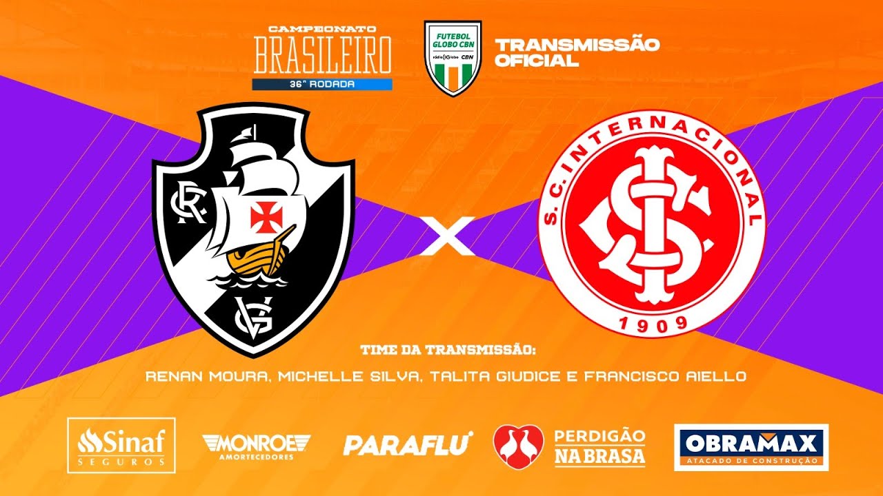VASCO x Internacional ao Vivo - Brasileirão 36ª Rodada ⚽