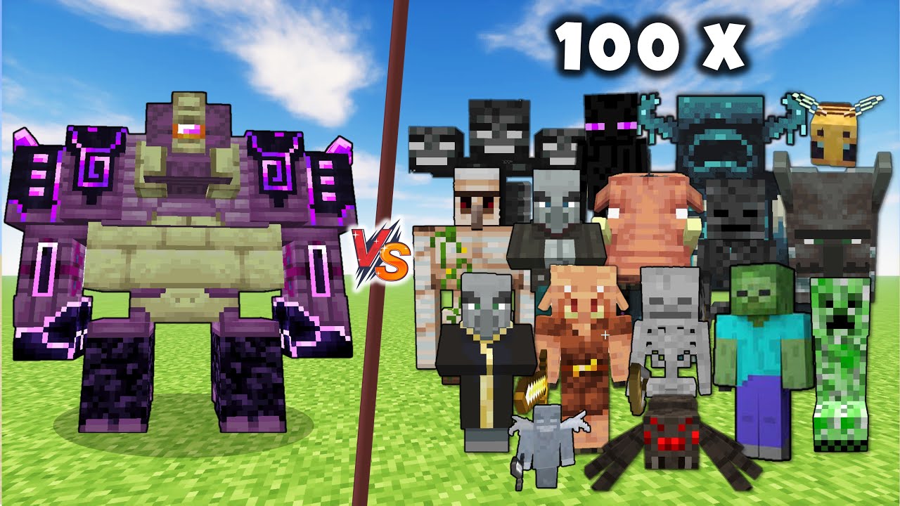 Epic Showdown: ENDER GUARDIAN Battles Every Minecraft Mob 1v100! 🛡️