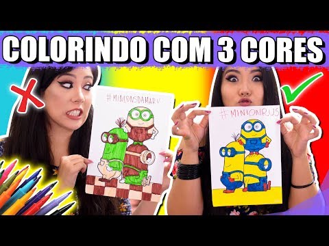 DESAFIO COLORINDO COM 3 CORES! (3 MARKER CHALLENGE) DRAGON BALL, MINIONS E FROZEN | Blog das irmãs