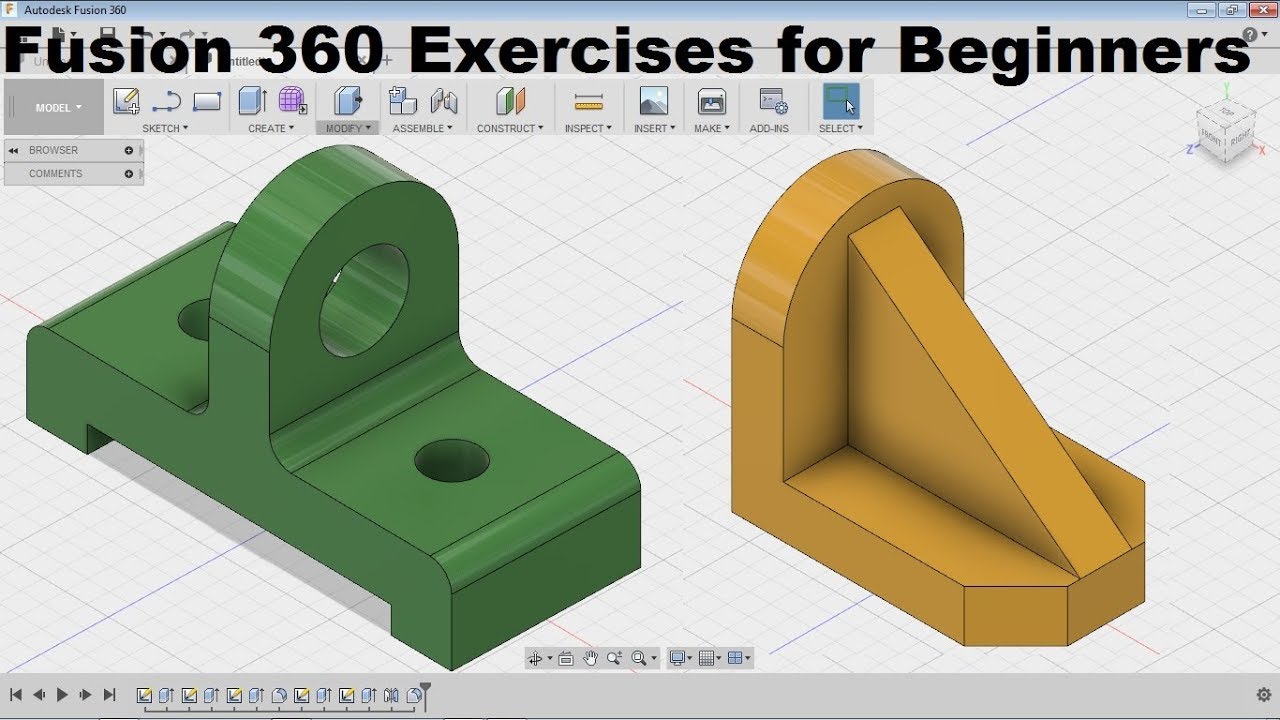 Fusion 360 Beginner 3D Modeling Practice ✏️