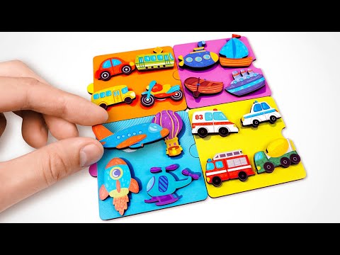 Learn Transportation with Matching Puzzles | Preschool Vehicles Learning Video for Kids & Toddlers