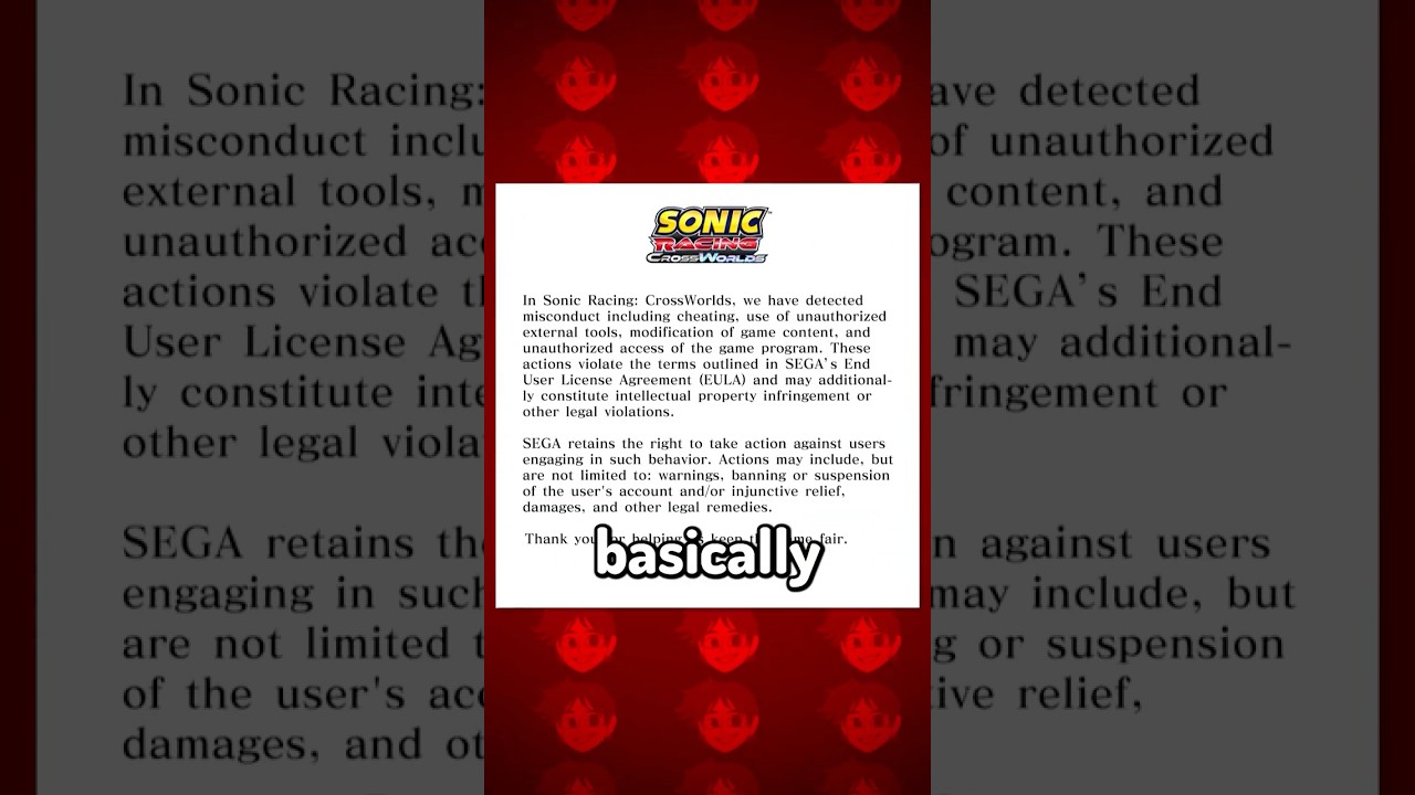 SEGA Bans Mods in Sonic Racing CrossWorlds 🚫