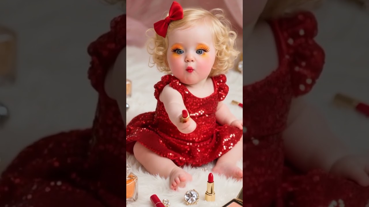 Adorable Baby Girl Getting Ready with Plush Toy! π