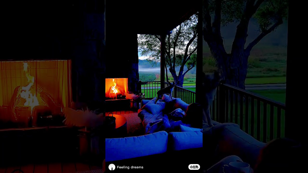 Wake Up to Cozy Cabin Mornings β | Fireplace, Nature & Relaxing Vibes #shorts