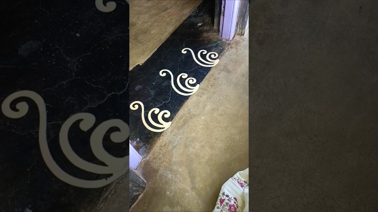 🌼 Bengali style alpona design #alpona #borderalpona #laxmipuja #diwali #shorts