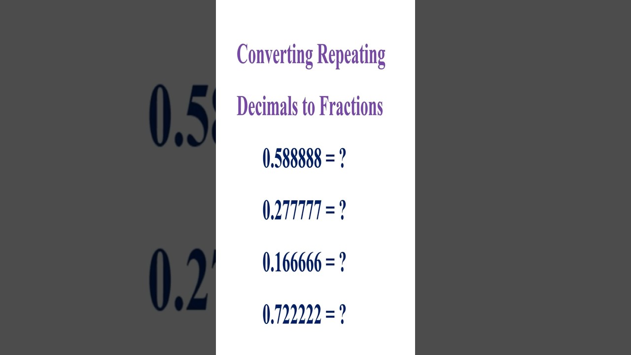 Master Converting Repeating Decimals to Fractions in Easy Steps! ๐ข